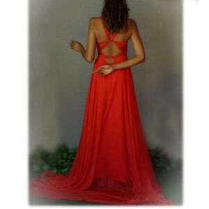 Red Sheer Chiffon Dress